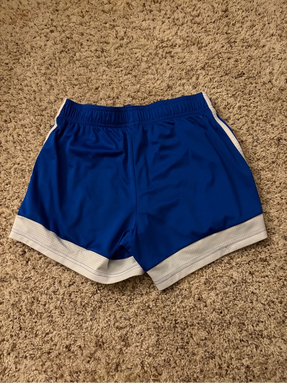 adidas Women's Royal Blue Athletic Shorts with White Stripes - Picture 2 of 2
